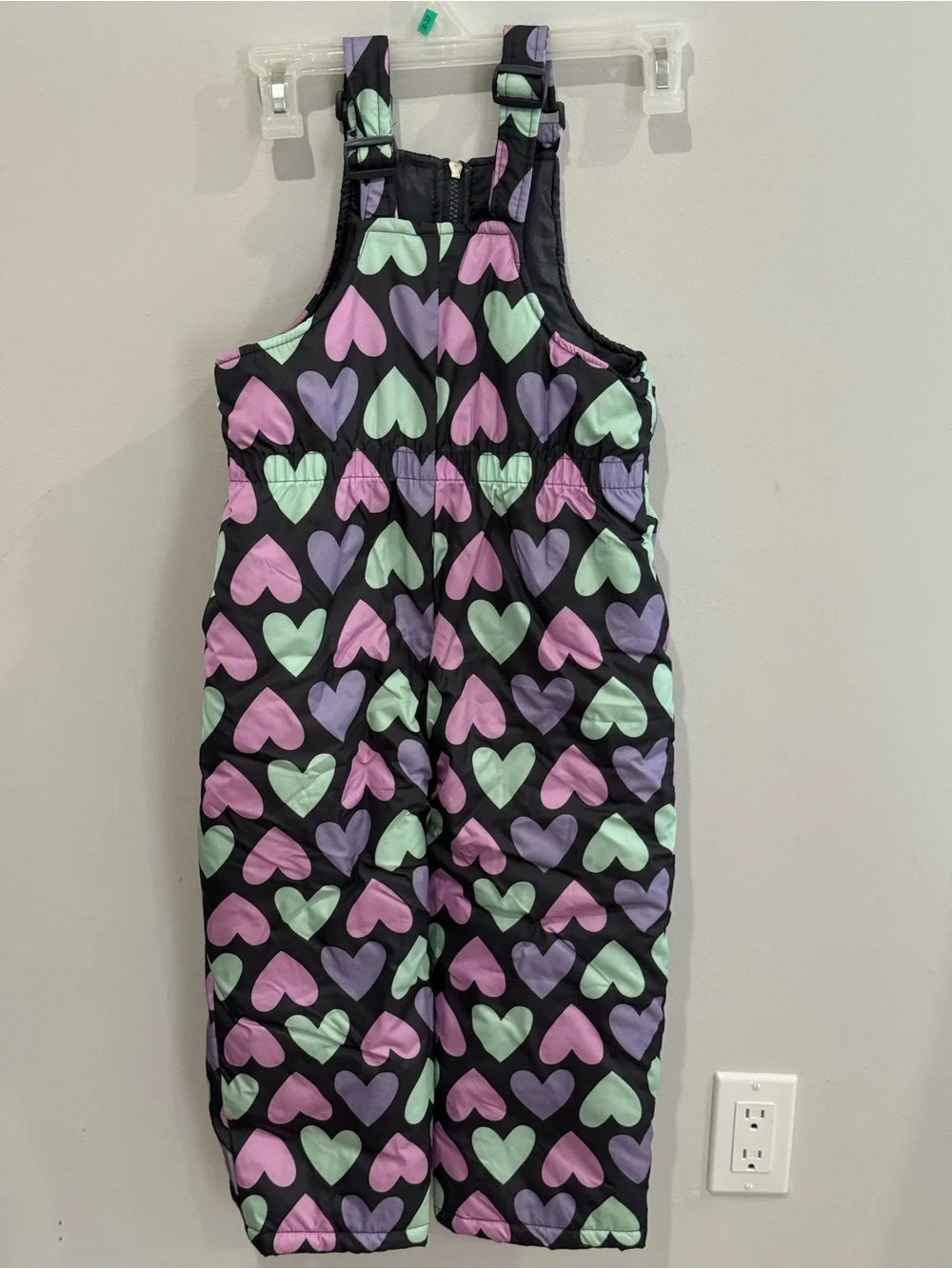Pink Platinum 5/6 Kids Black Heart Snow Bib Overalls Pink & Mint Hearts 560